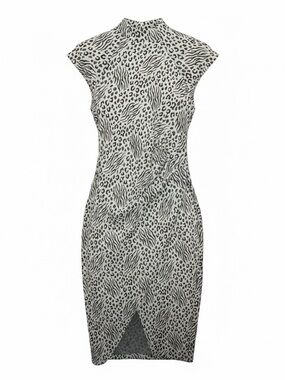 SCARLETT Black & White Leopard Wave Sheath Dress Size 3/4